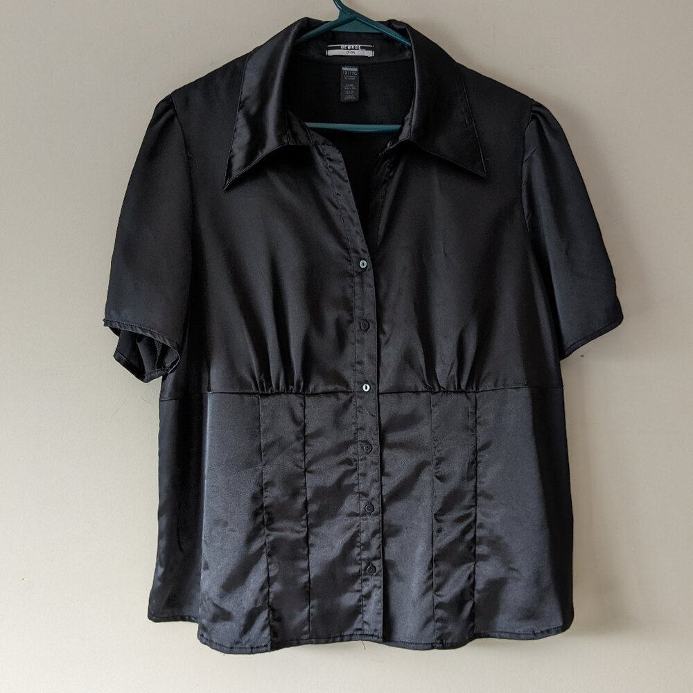 Black Satin Business Blouse